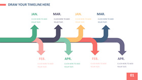 Colorful arrow PPT timeline template