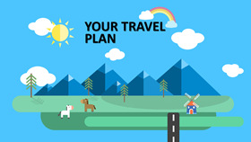 Cartoon vector travel itinerary PPT template