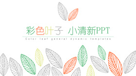 Simple small fresh color leaf PPT template