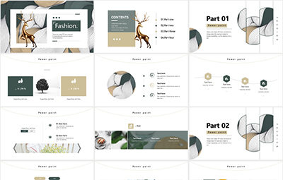 Abstract curve and deer background  PowerPoint Templates