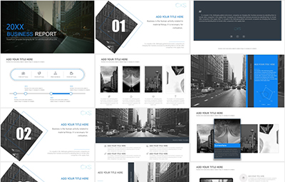  Sample Business Black & white Report  PowerPoint Templates  